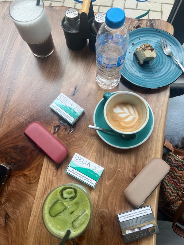 Casual café moments documented in Plovdiv, Bulgaria afternoon