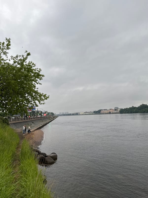 Riverside fishing and dog time in Shushary