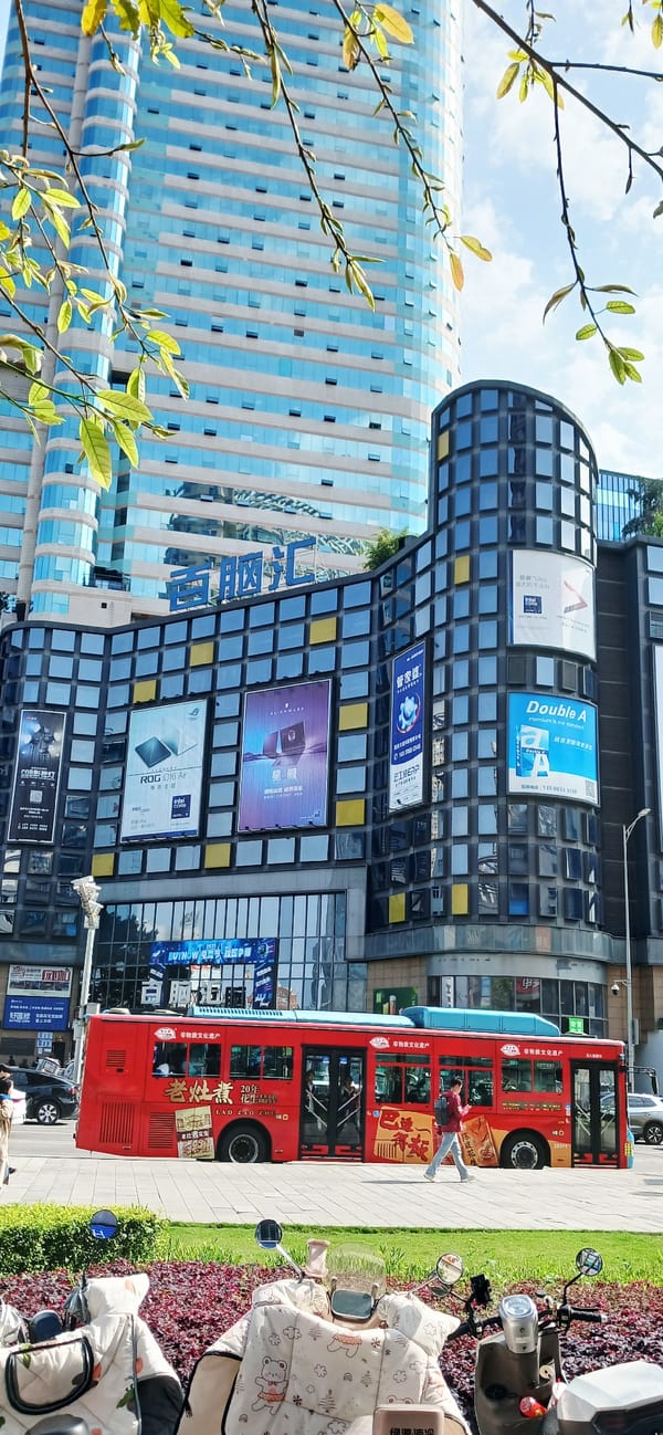 Morning scenes from Chongqing district show architecture, ice cream shop