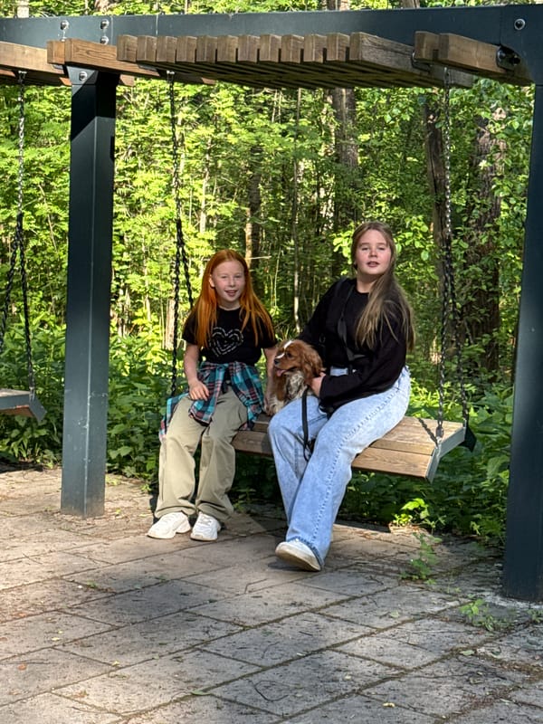 Family enjoys afternoon park outing in Veliky Novgorod