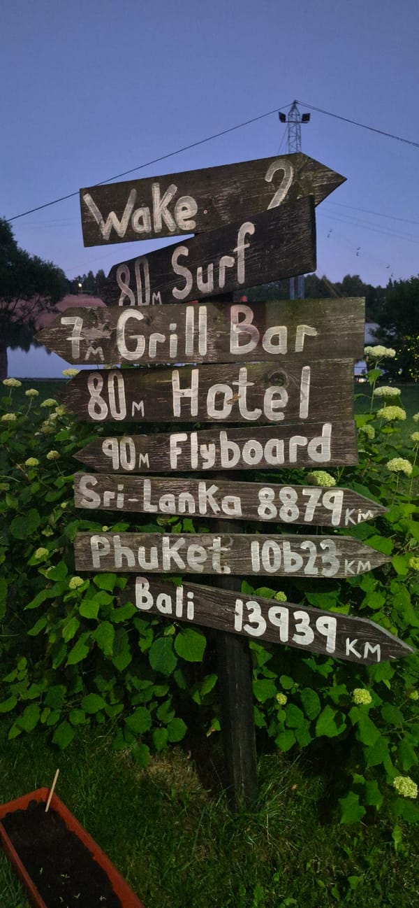 Wooden directional signpost in a Saint Petersburg park