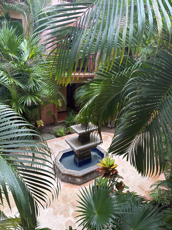 Playa del Carmen scenes: courtyard, beach volleyball, indoor lounge