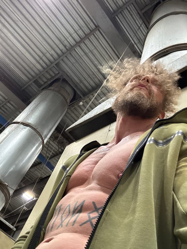 Man documented in industrial setting in Volzhsky, Russia