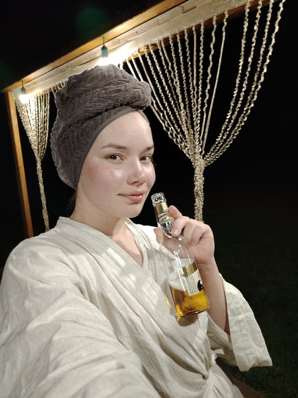 Women gather for evening social event in rural Russia