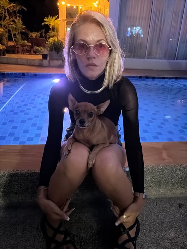 Poolside pet hangout at Baan Plai Laem, Thailand