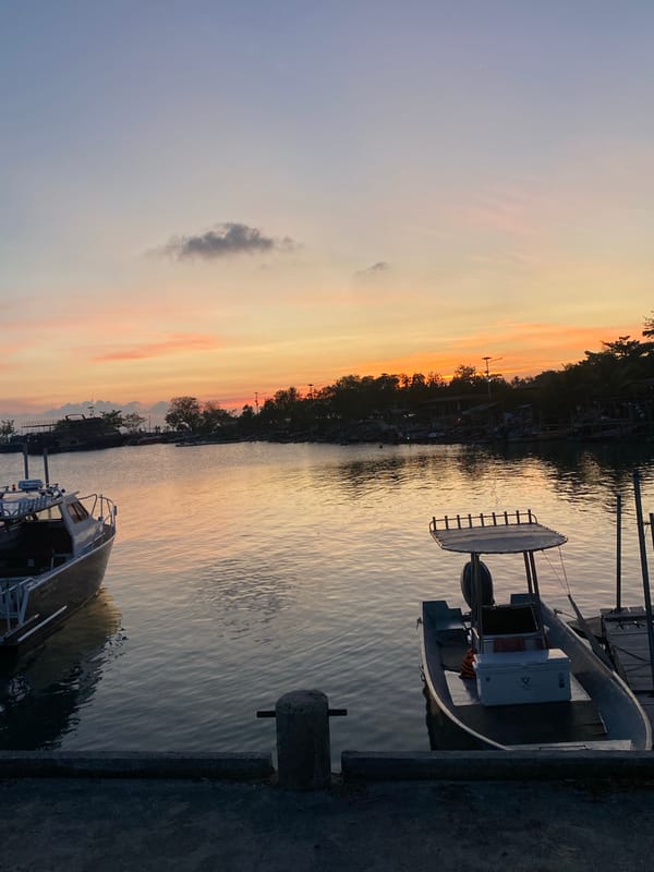 Golden hour waterfront scene documented in Baan Tai, Thailand