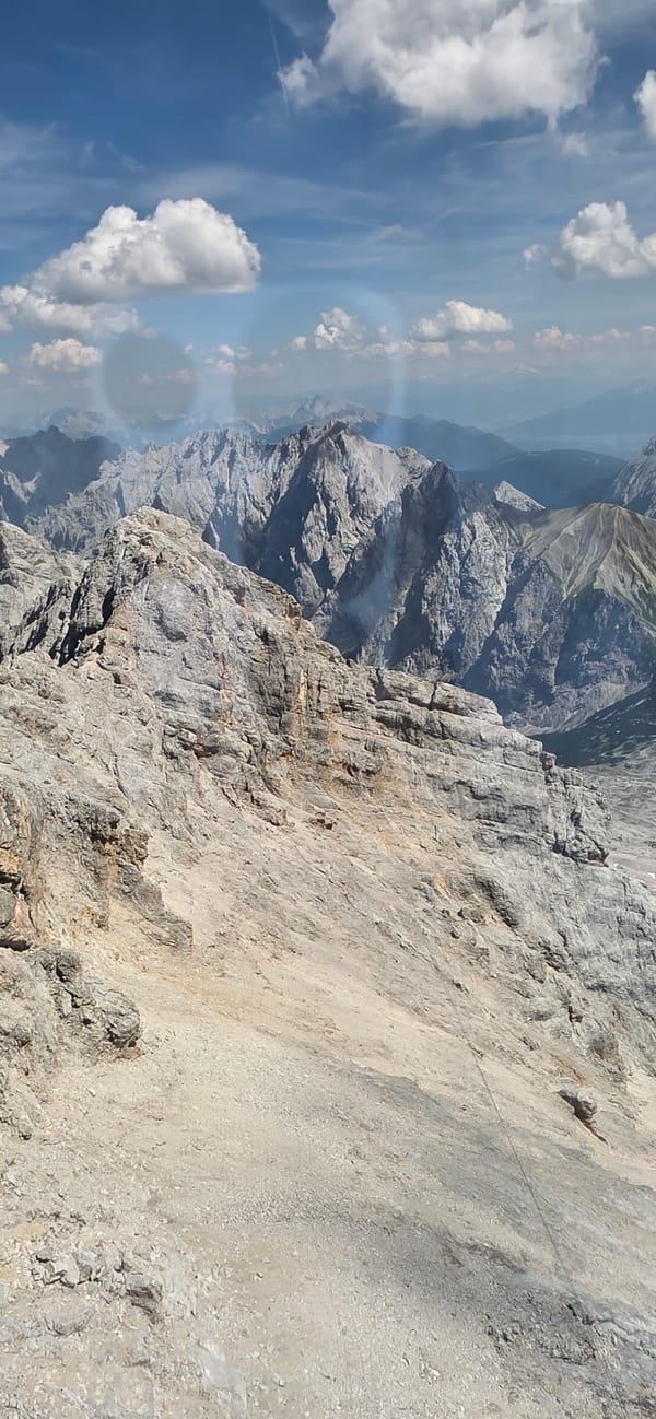 Rocky alpine terrain above Grainau on a partly cloudy day