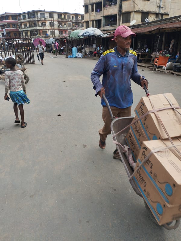 Morning market activity observed in Fegge, Nigeria streets