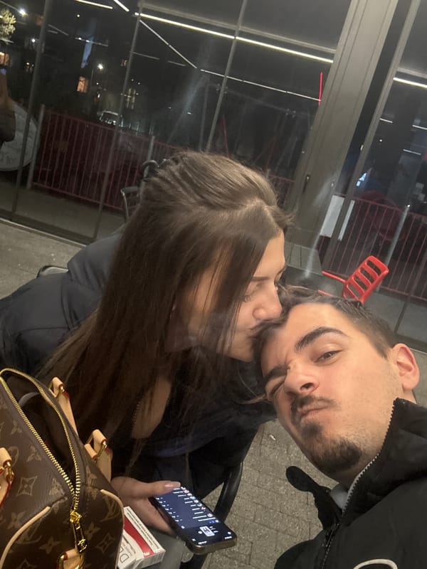 Couple takes selfie in Sofia urban area