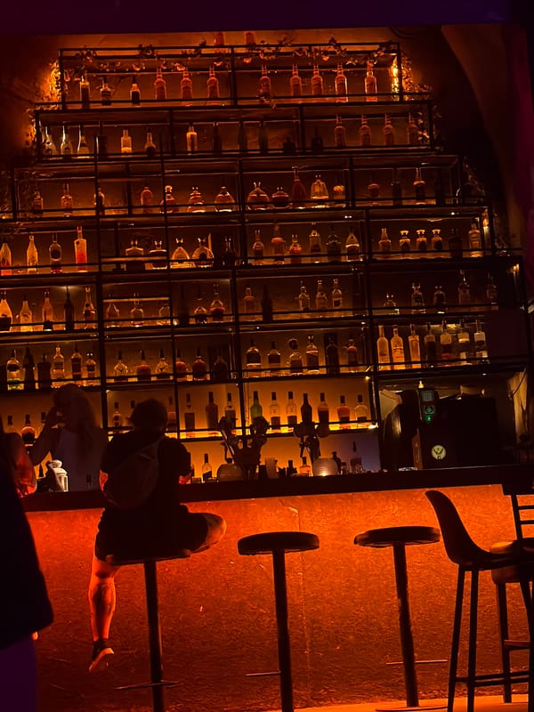 Inside a dimly lit bar in Haifa, Israel
