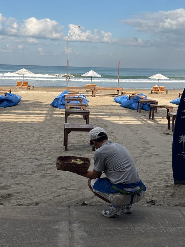 Family enjoys beach day at Kuta, Indonesia