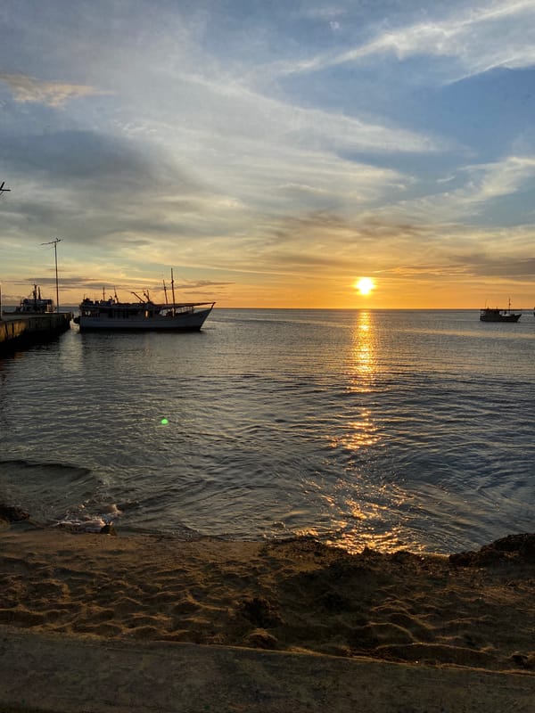 Sunset over Juan Griego's coastline, Venezuela