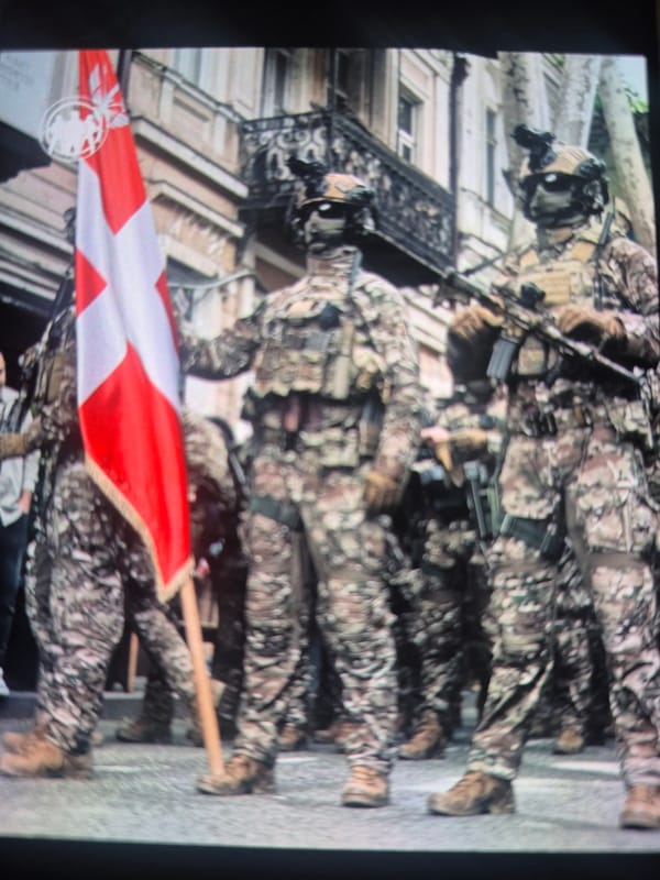 Mixed scenes captured across Tbilisi: military activity, recreation, daily life
