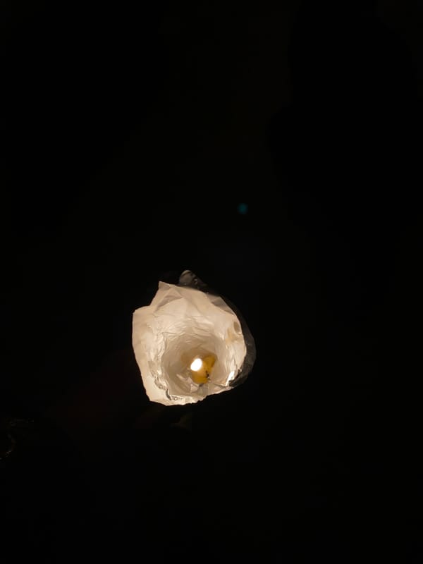 Sky lantern released in Bulgarian village on April evening