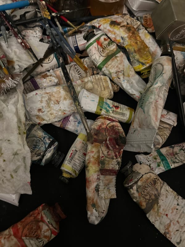Used oil paints and brushes spotted in Cape Coral