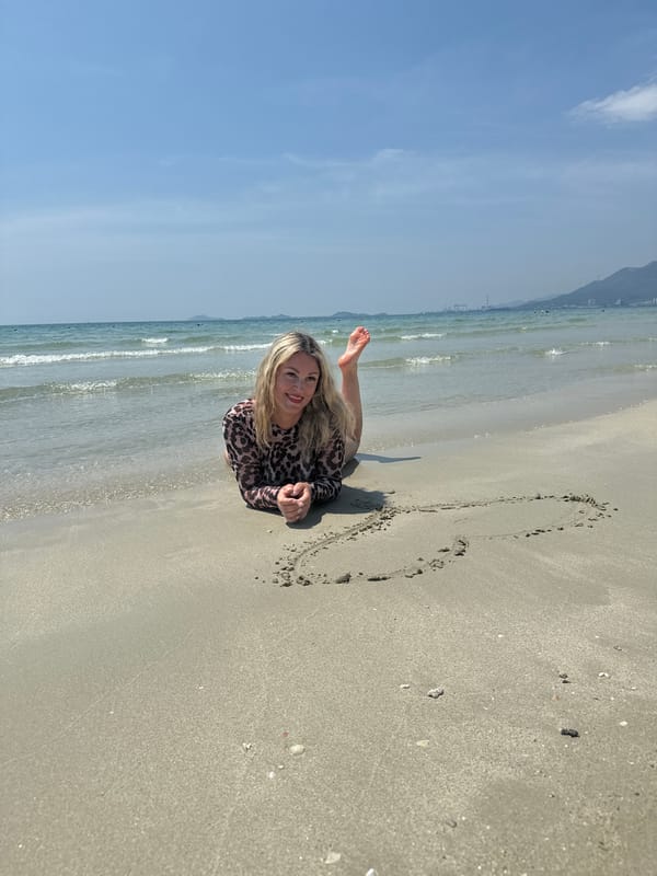 Early morning beach visit documented in Dong Ninh Hoa Ward