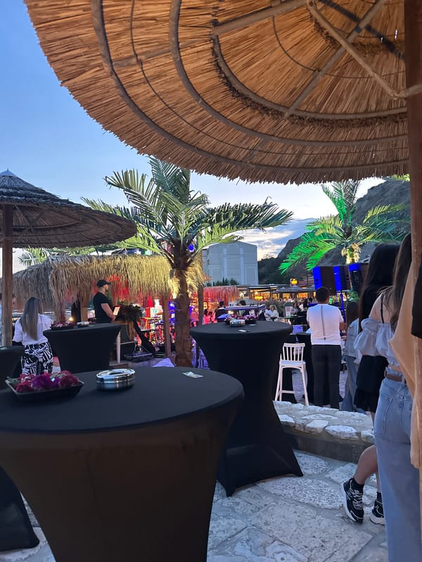 Evening beach party gathering observed in Balchik, Bulgaria