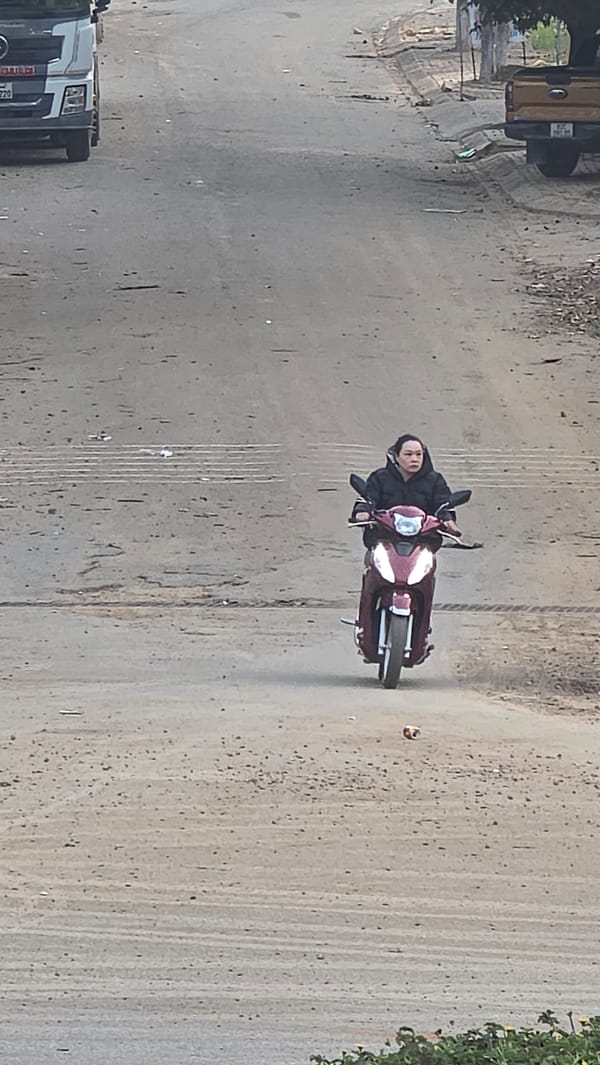 Evening traffic observed on roads near Bo Y, Vietnam