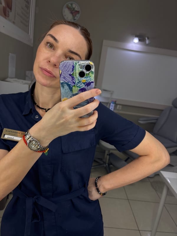 Woman documents selfie and manicure session in Murino