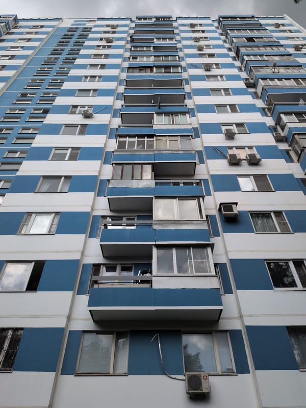 Morning walk documents Moscow neighborhood buildings and public spaces
