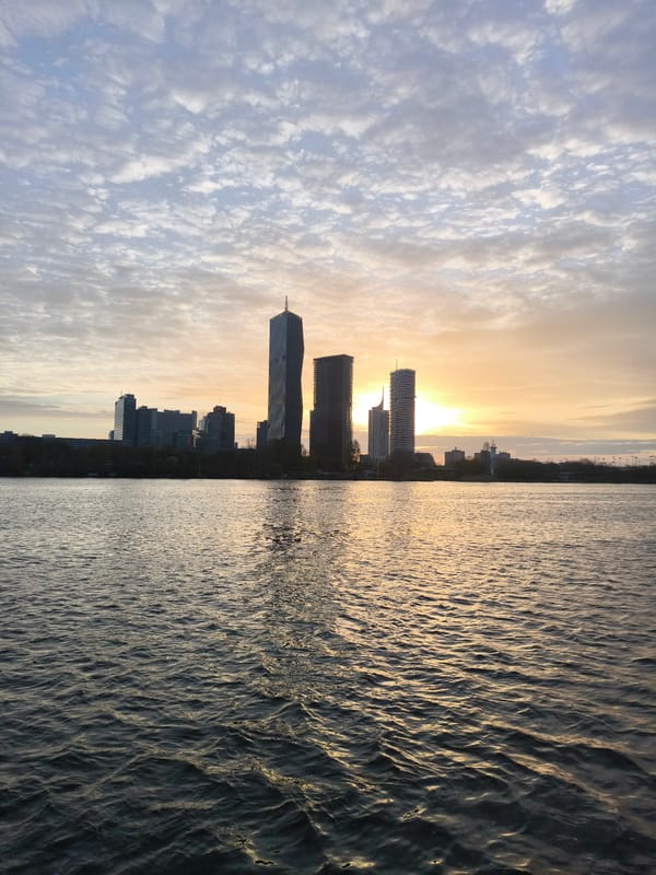 Vienna skyline photographed from across Danube River