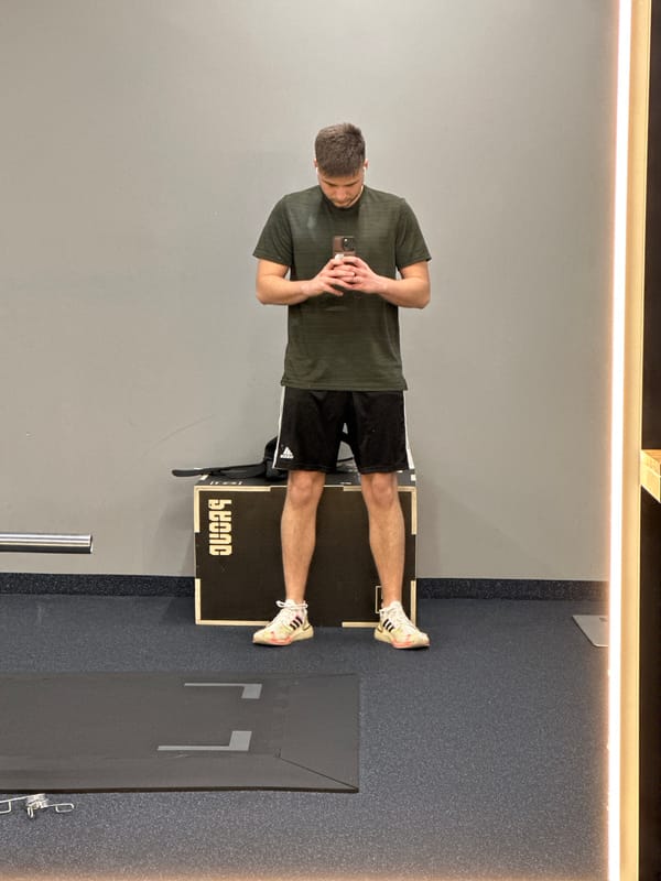 Man checks phone on gym platform in Burgas