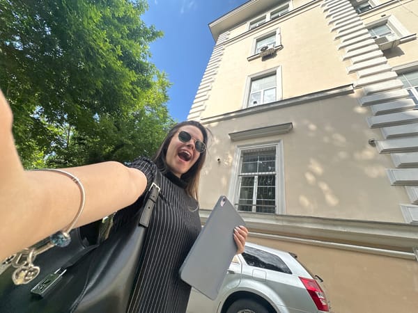 Tourist takes selfies at Alexander Nevsky Cathedral in Sofia