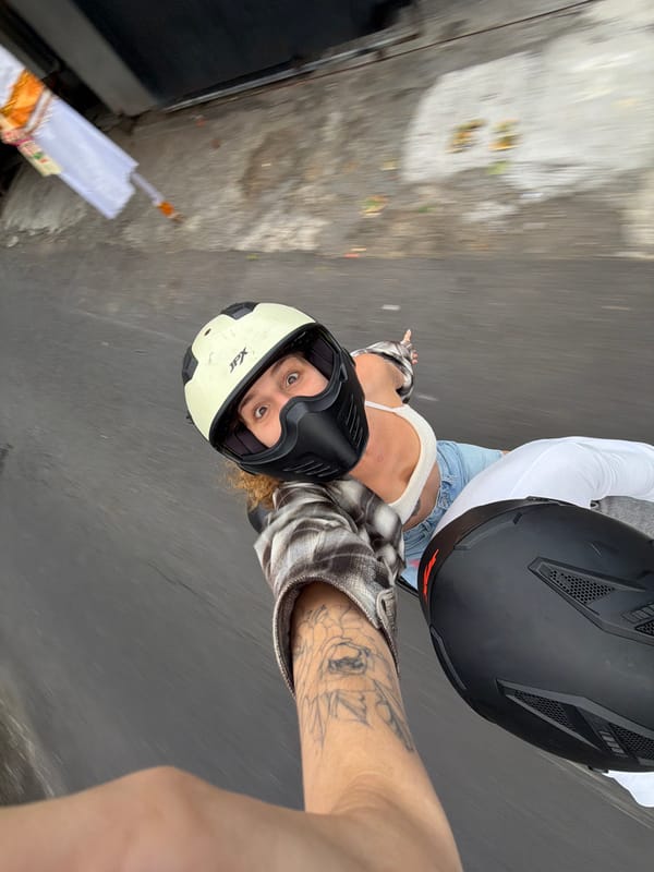 Motorbike ride through North Kuta streets, Bali