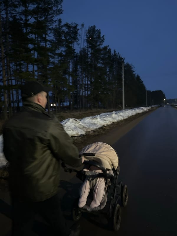 Spring walker spotted on forest path in Podshivalovo