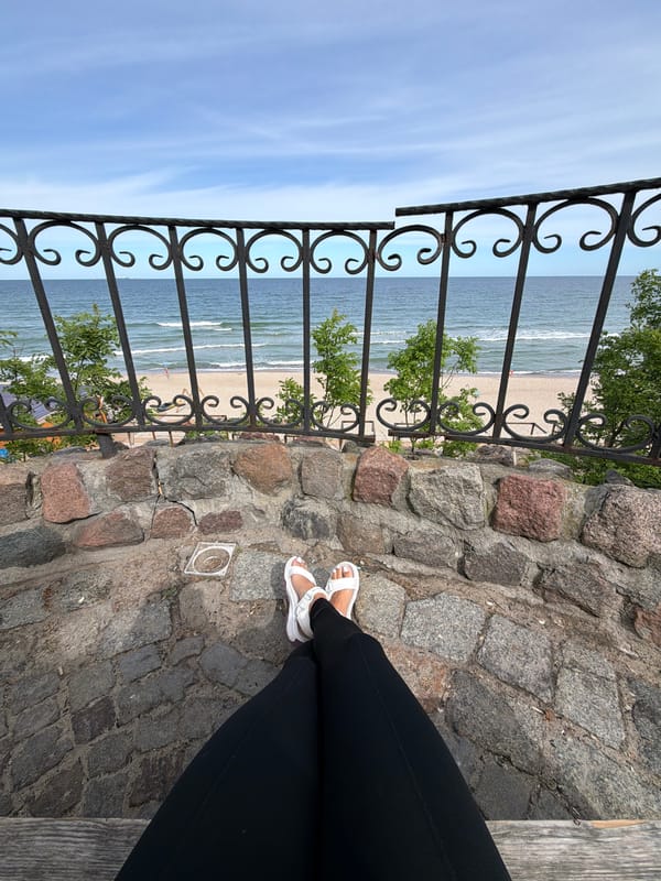 Morning beach rest captured in Zelenogradsk, Baltic Sea overlook