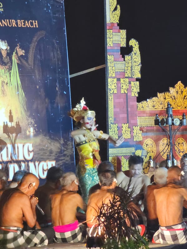 Traditional Kecak Dance performed on Denpasar beach stage