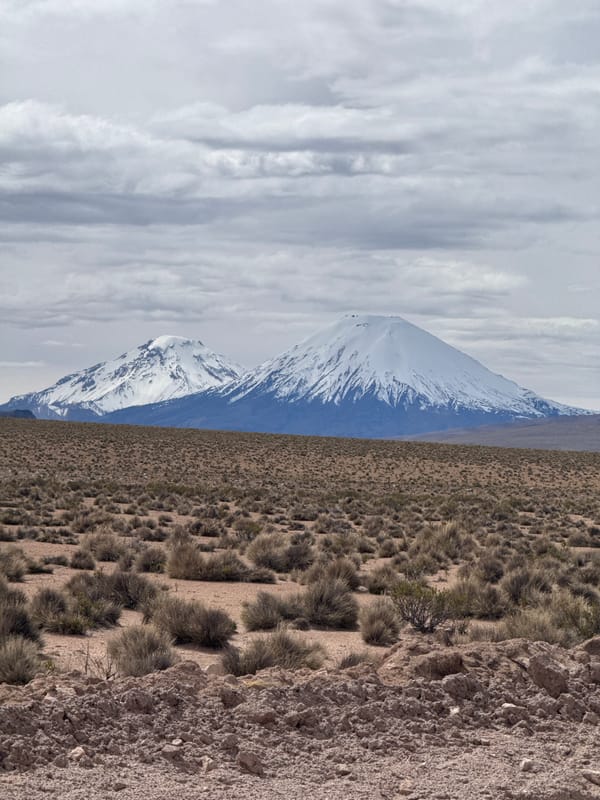 Road crews survey remote mountain highways near Putre, Chile