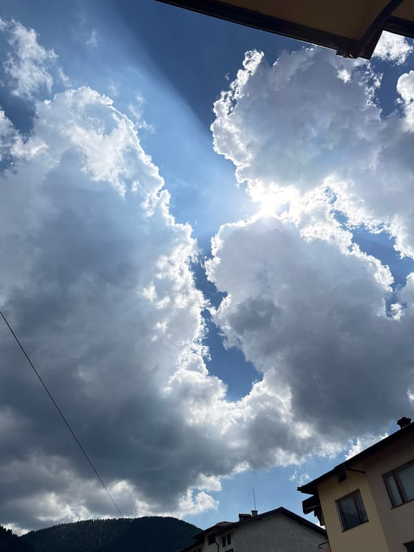 Dramatic cloudscapes documented over mountain city of Smolyan, Bulgaria