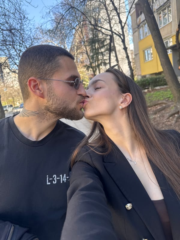 Couple documents afternoon together in Sofia with multiple photos