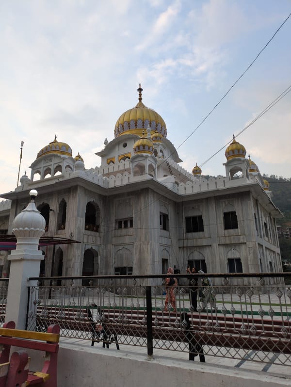 Sikh temple and streets of Mandi, India