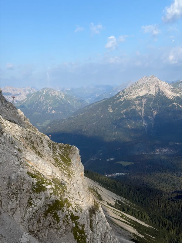 Zugspitze ridge views from Grainau on a clear summer morning