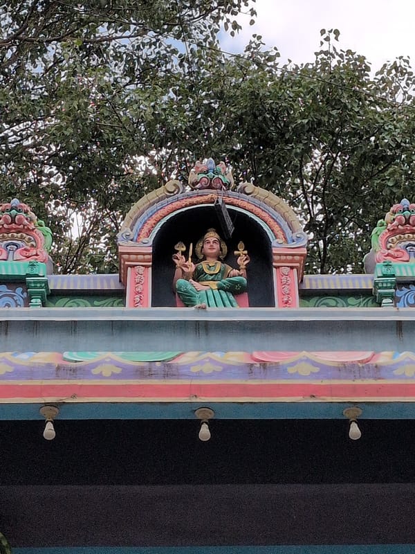 Hindu temple complex documented in morning Bengaluru street scene