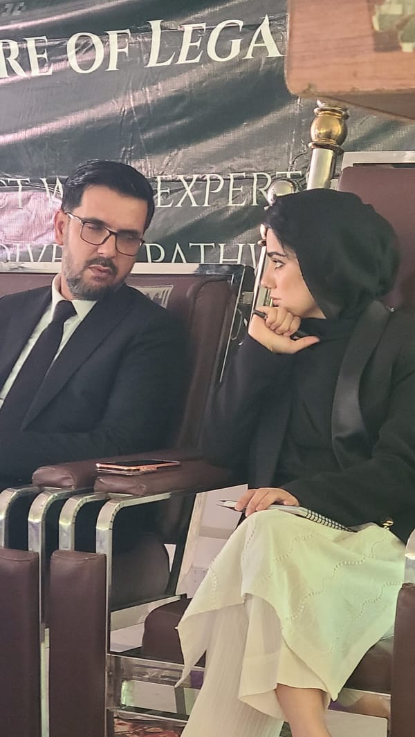 Man speaks at formal conference in Pishin, Pakistan