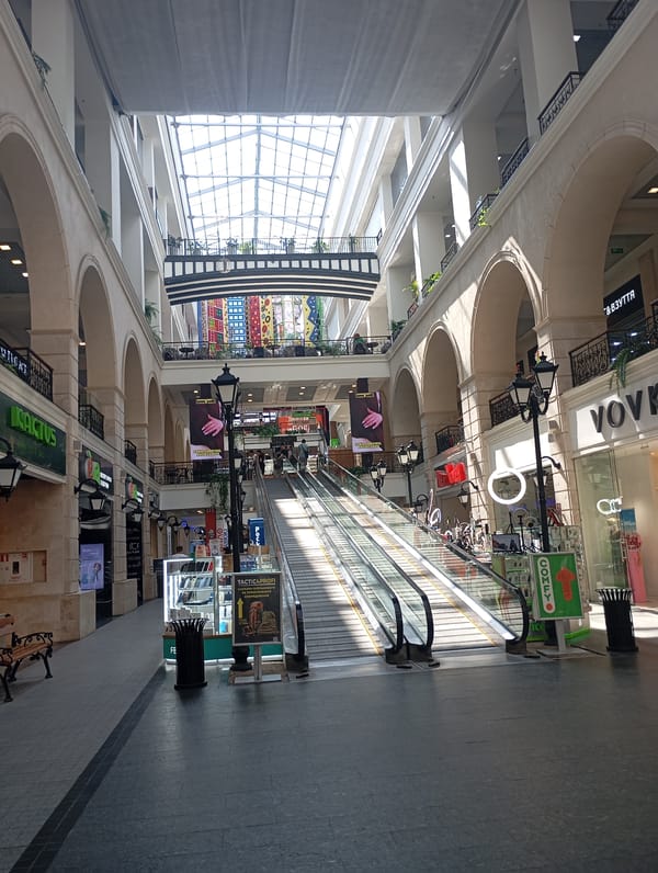 Inside a Kharkiv shopping mall on a weekday morning