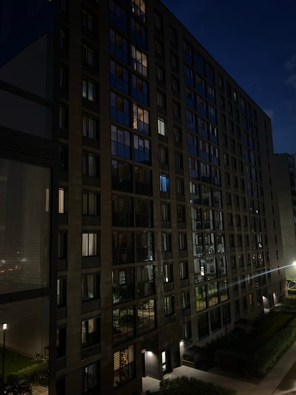 Night views captured of modern apartment complex in Sinyavino