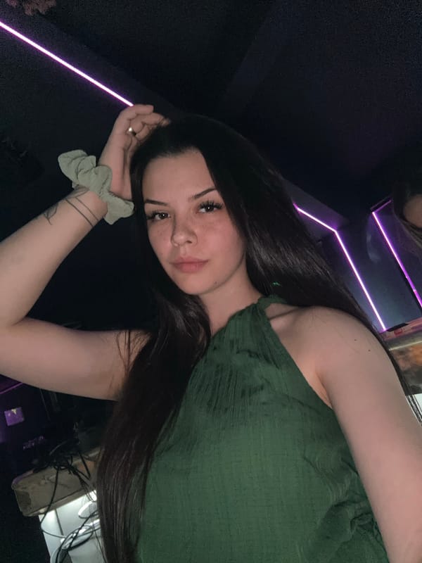 Selfie series at a Sliven nightclub, green dress, July evening
