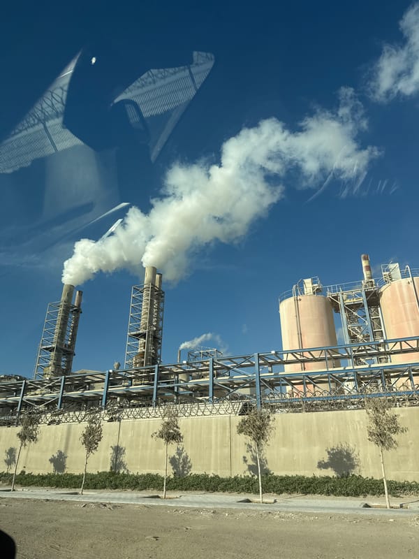 Industrial facility with smoking stacks in Safi, Morocco