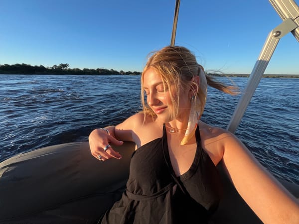 Tourist boat cruise on Zambezi River near Victoria Falls