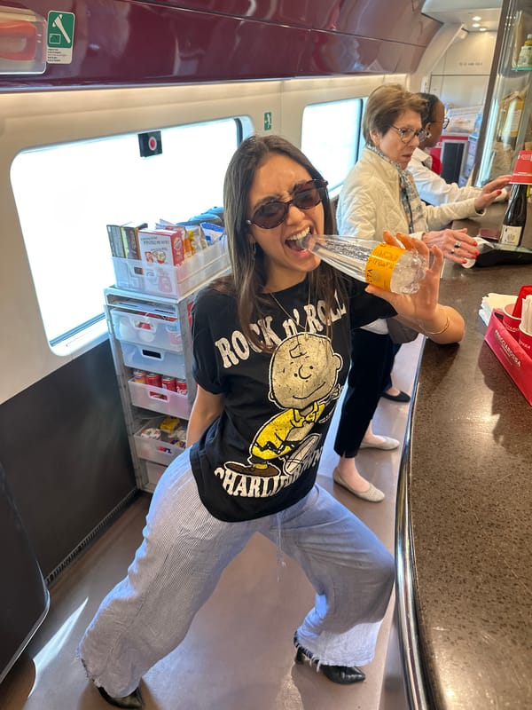 Woman drinks water on train in Barnay, France