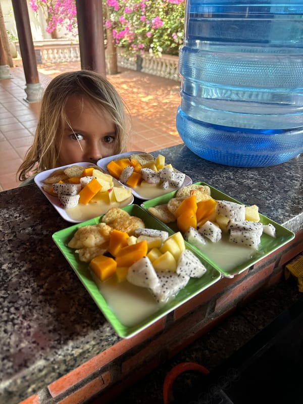 Children captured in casual morning moments in Mũi Né
