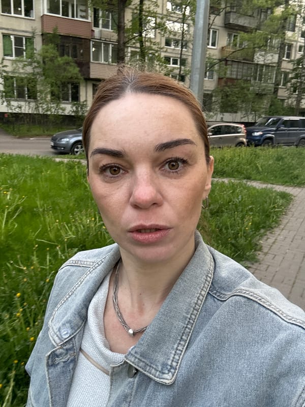 Woman photographed in residential Novoe Devyatkino, Russia