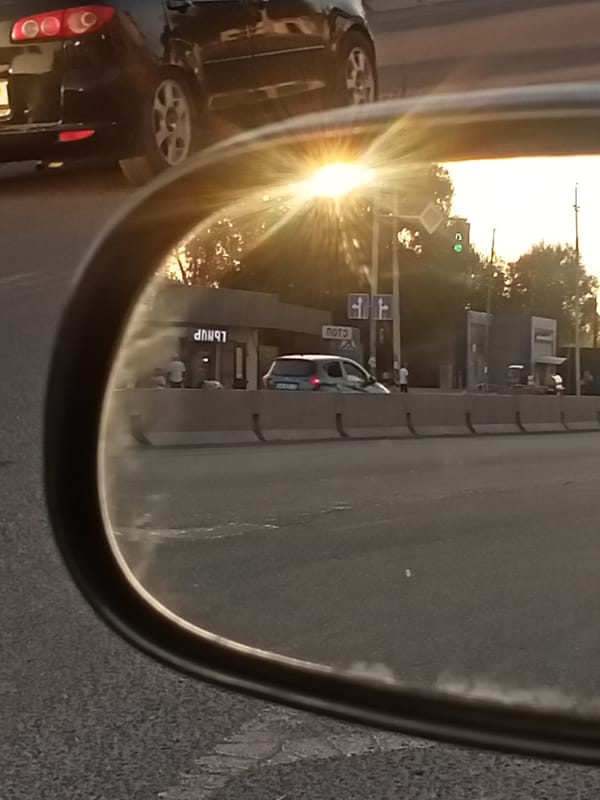 Evening drive through Sokuluk, Kyrgyzstan at golden hour