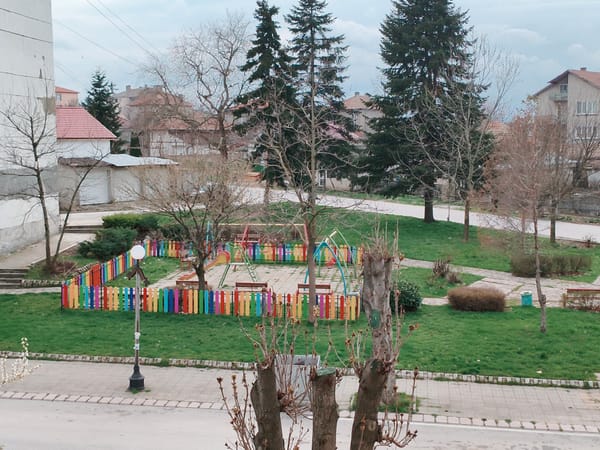 Playground with swings and slide observed in Tervel Bulgaria