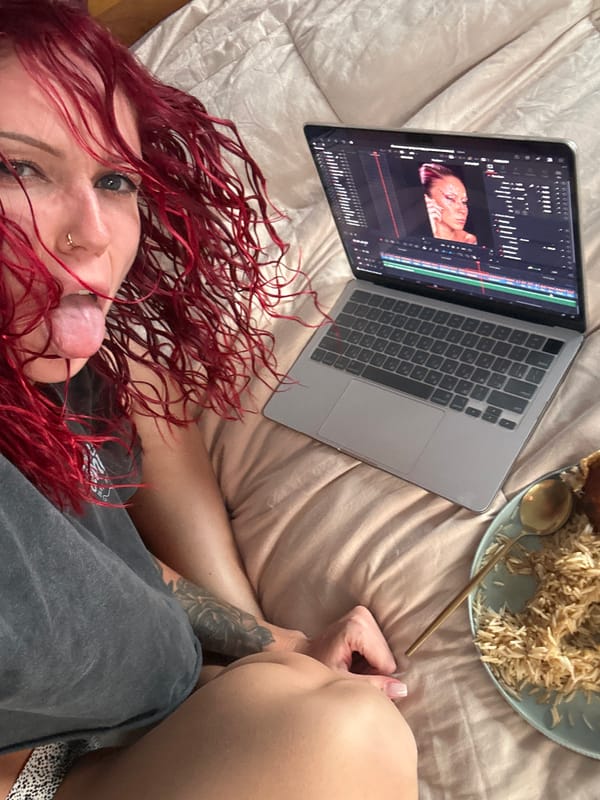 Content creator documents video editing workflow in North Kuta