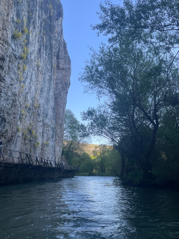 Visitor documents scenic Iskar River walkways near Petrevene, Bulgaria